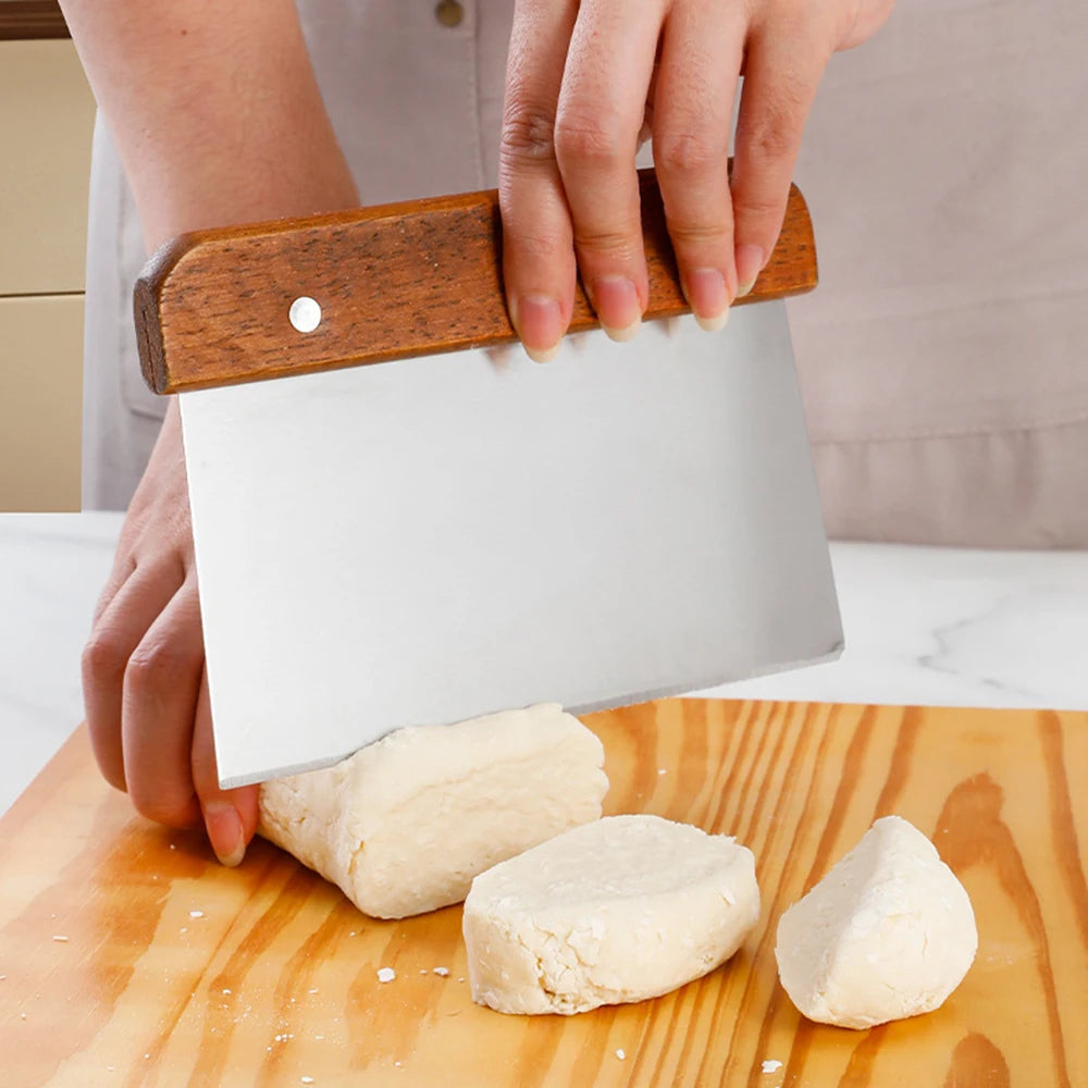 Wooden Handle Stainless Steel Dough & Bench Scraper Bench Scraper Nixie