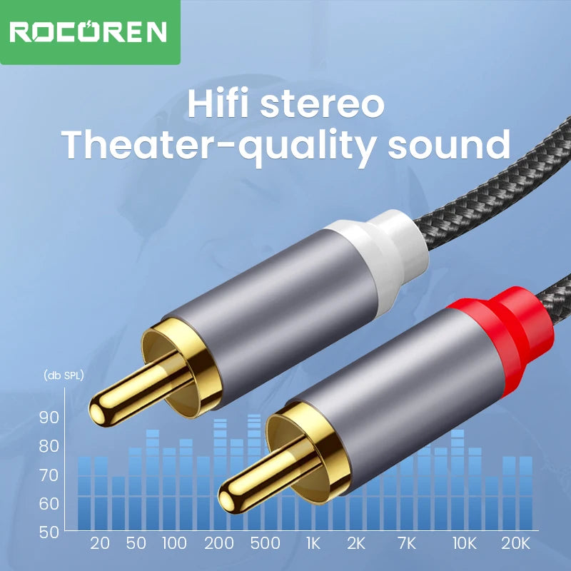 Rocoren 3.5mm to 2 RCA Audio Cable HiFi Stereo Splitter Audio Splitter Cable Nixie