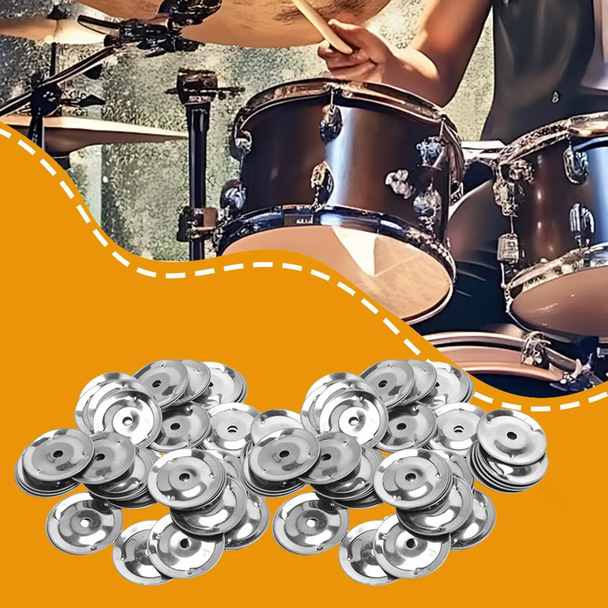 50pcs Steel Tambourine Bell Ring Cymbals – Drum Jingle Accessories