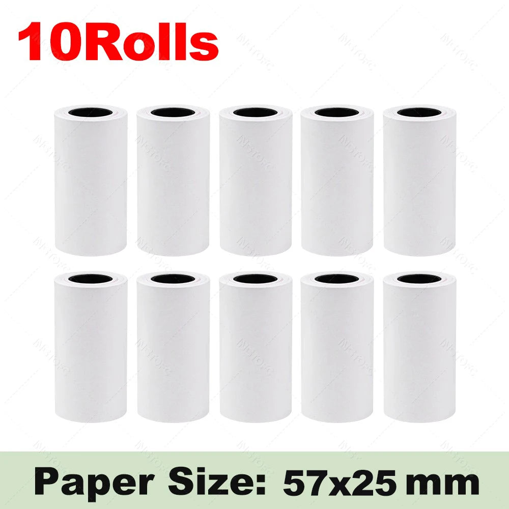 Thermal Paper Rolls 57x25mm for Mini Pocket Printers – 5/10 Pack
