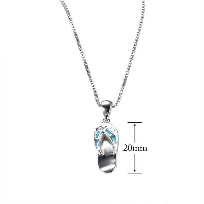 Women's Simulated Opal Slipper Charm Pendant Necklace | Gift Charm Pendant Necklace Nixie