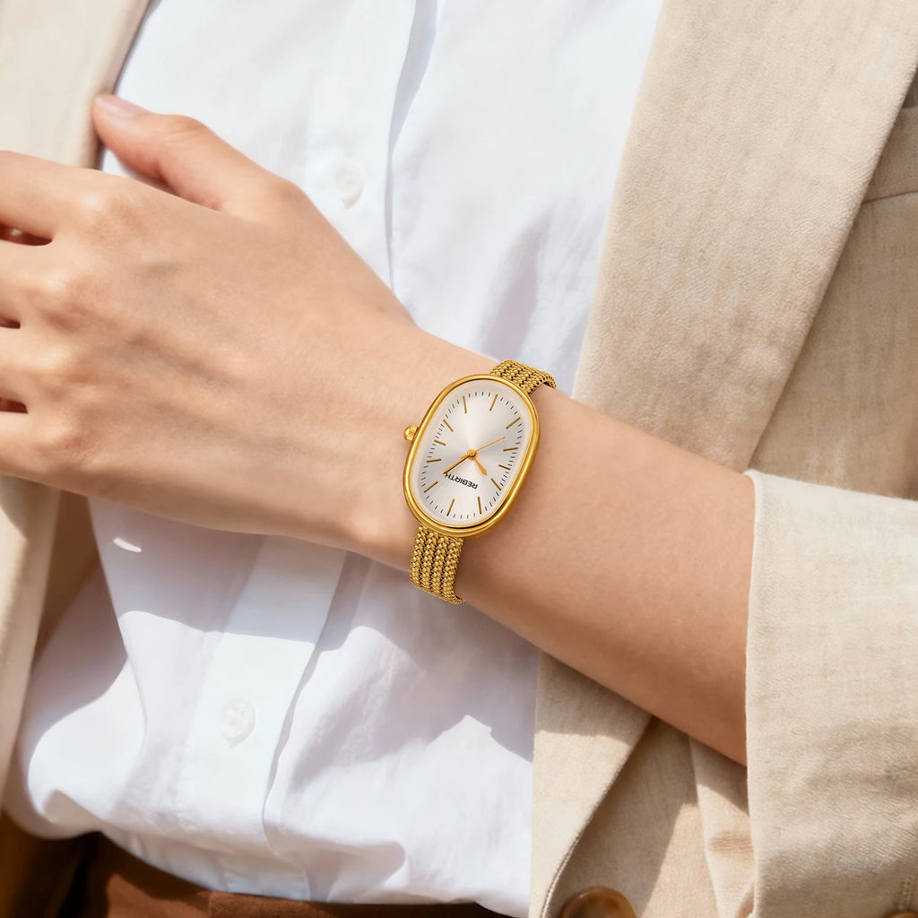 REBIRTH Women's Elegant Quartz Watch | Stainless Steel Band Women's Quartz Watch Nixie