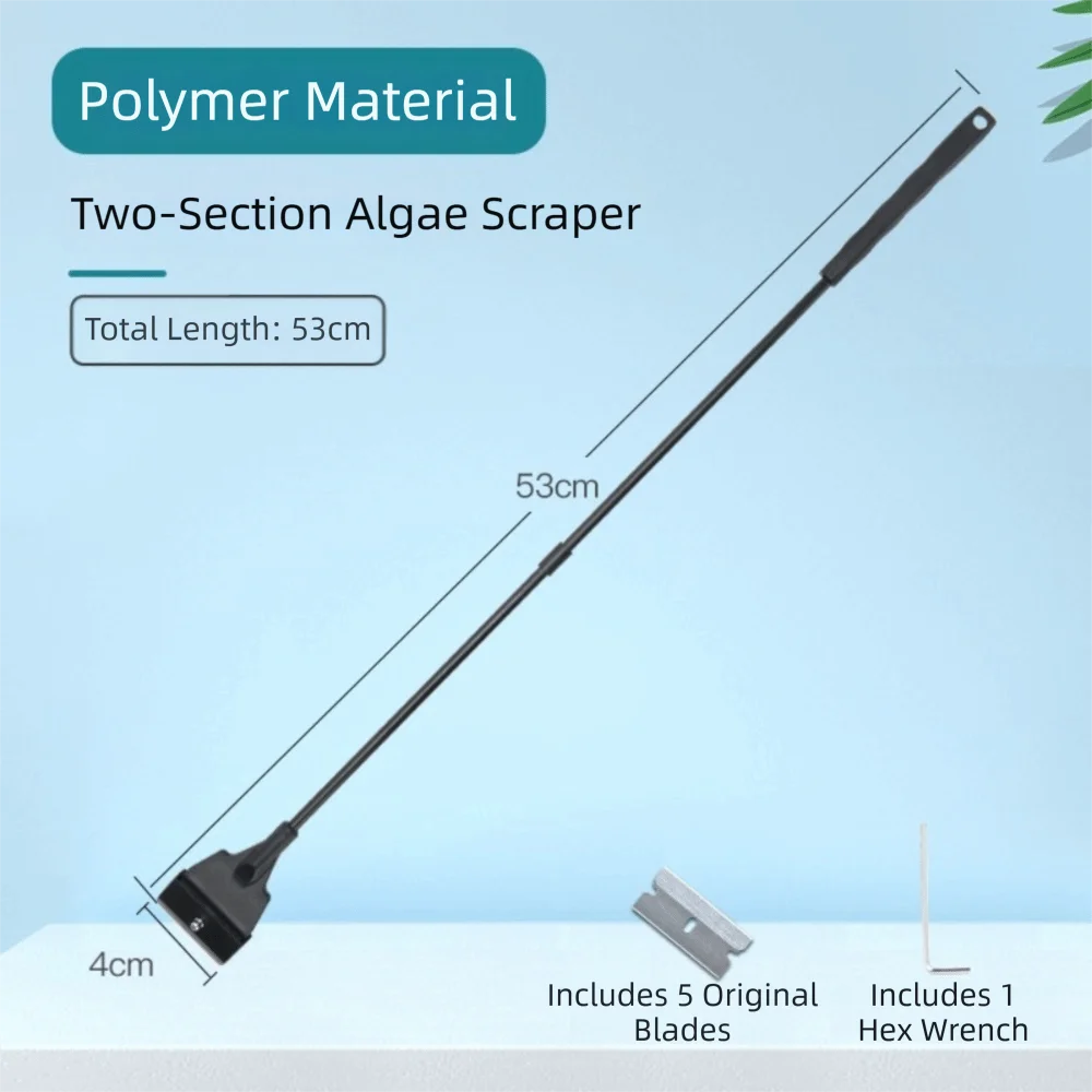 Aquarium Algae Scraper Extended Handle Dual-Use Fish Tank Cleaner