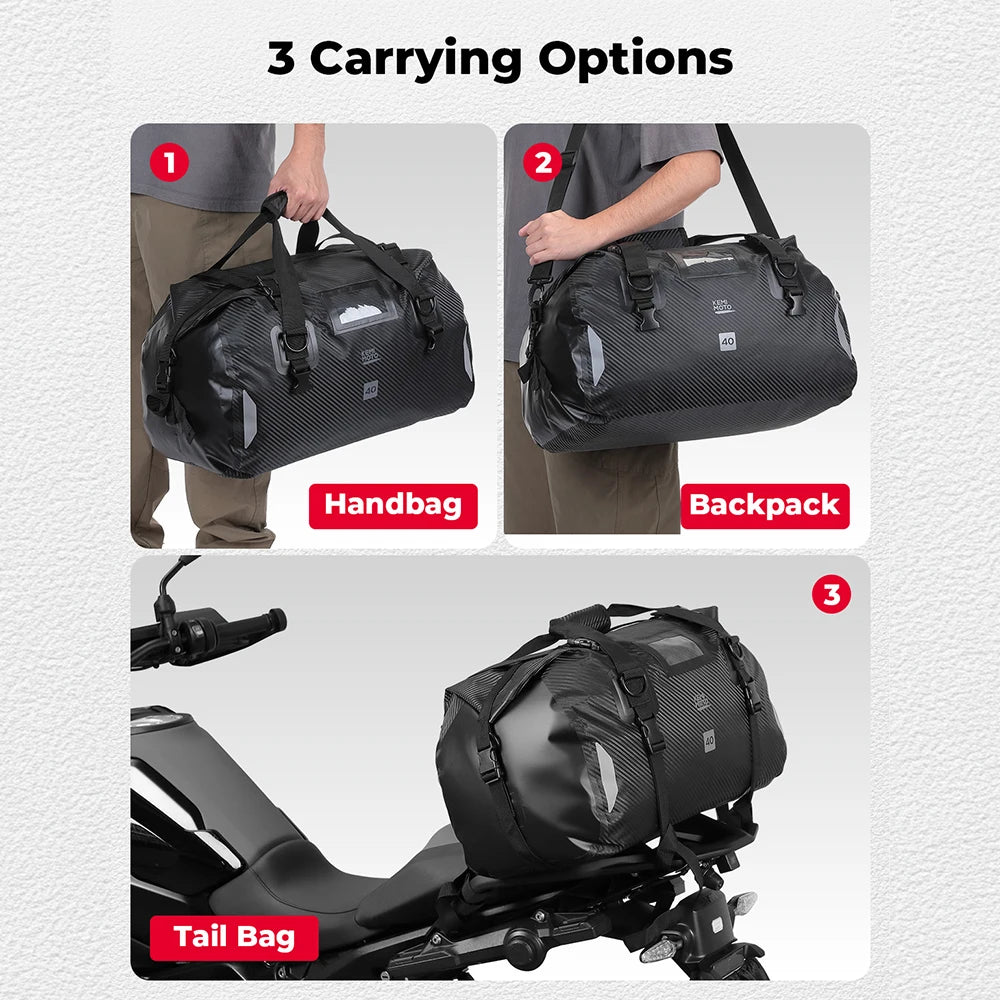 KEMITOUR 40L/65L Waterproof Motorcycle Tail Dry Bag Motorcycle Tail Bag Nixie