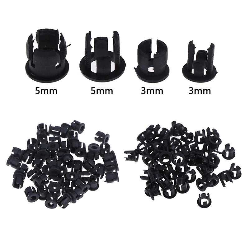 50Pcs Black Plastic LED Holders Clips Bezels 3mm & 5mm LED Holders & Clips Nixie