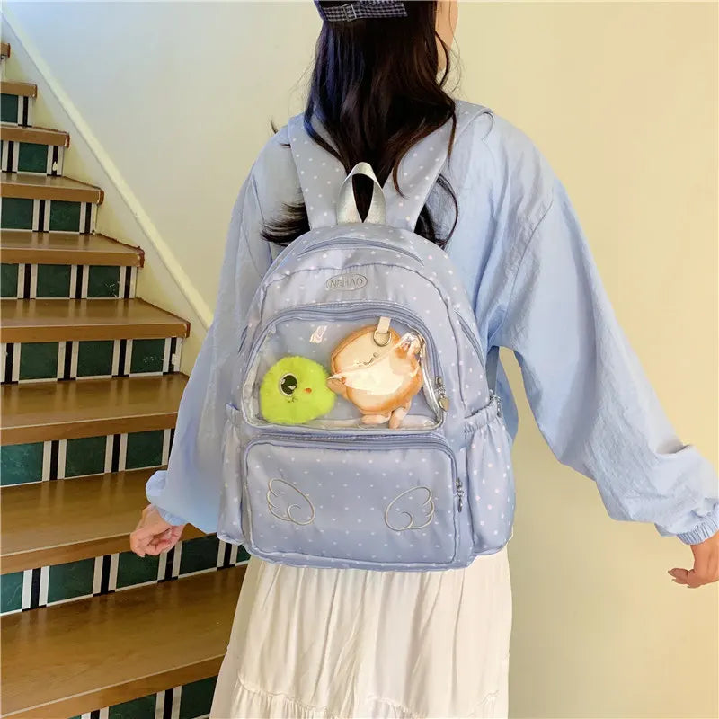 Polka Dot Transparent Backpack – Korean Style Girls School Bag Transparent Backpack Nixie