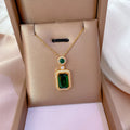 Women's Gold Zirconia Square Pendant Necklace – Stainless Steel Pendant Necklace Nixie XL2607-125