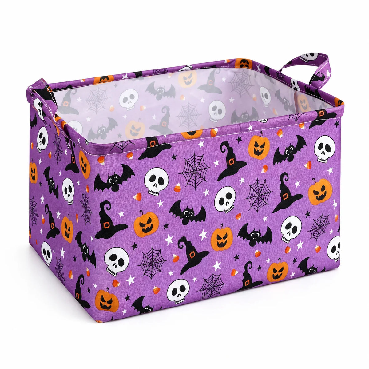 Foldable Halloween Storage Basket – Large Canvas Bin with Handles Storage Basket Nixie PURPLE
