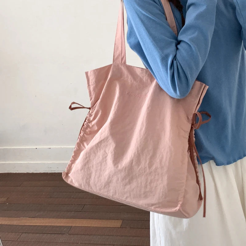 Women's Korean Style Drawstring Tote Bag – Large Shoulder Bag Shoulder Tote Bag Nixie
