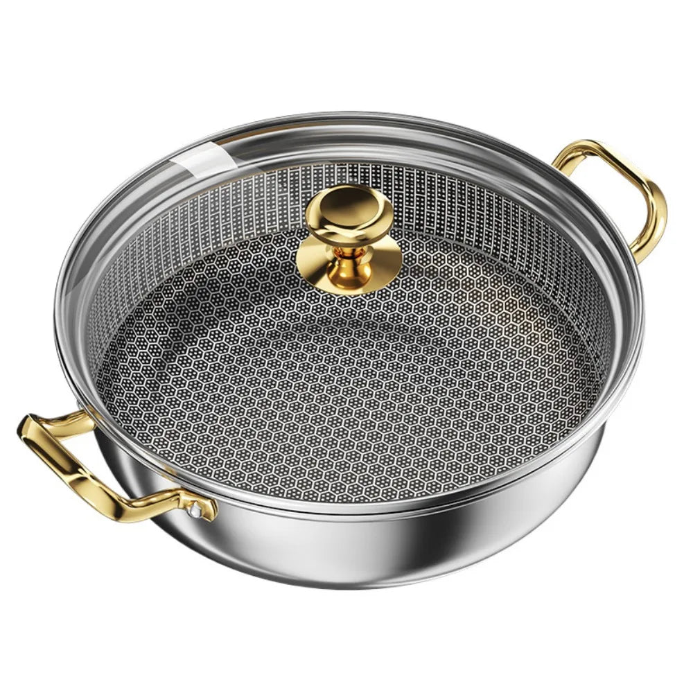 12" Stainless Steel Nonstick Deep Frying Pan & Wok with Lid Nonstick Frying Pan Nixie