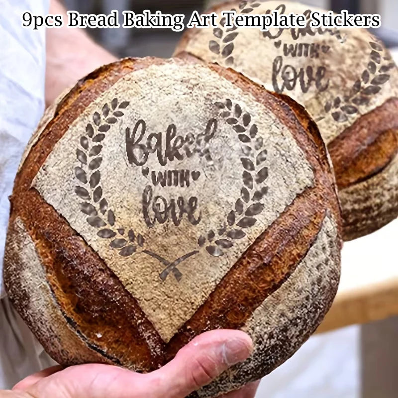 9-Piece Reusable Bread Baking Stencil Templates 5.9x5.9"