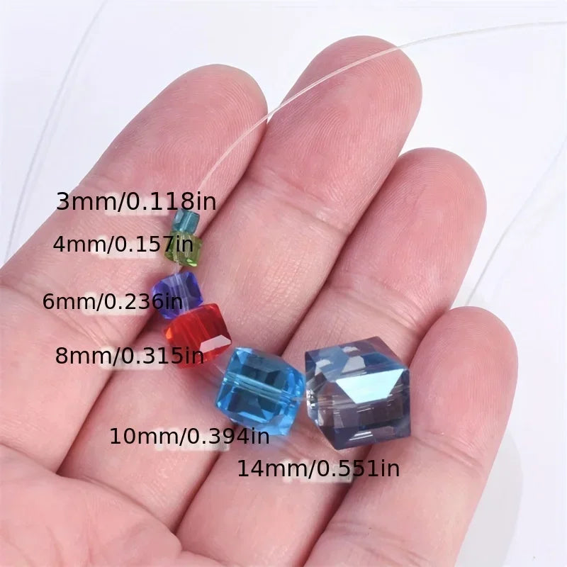 Cube Faceted Crystal Glass Beads 4mm 6mm 8mm – DIY Jewelry Crystal Craft Beads Nixie