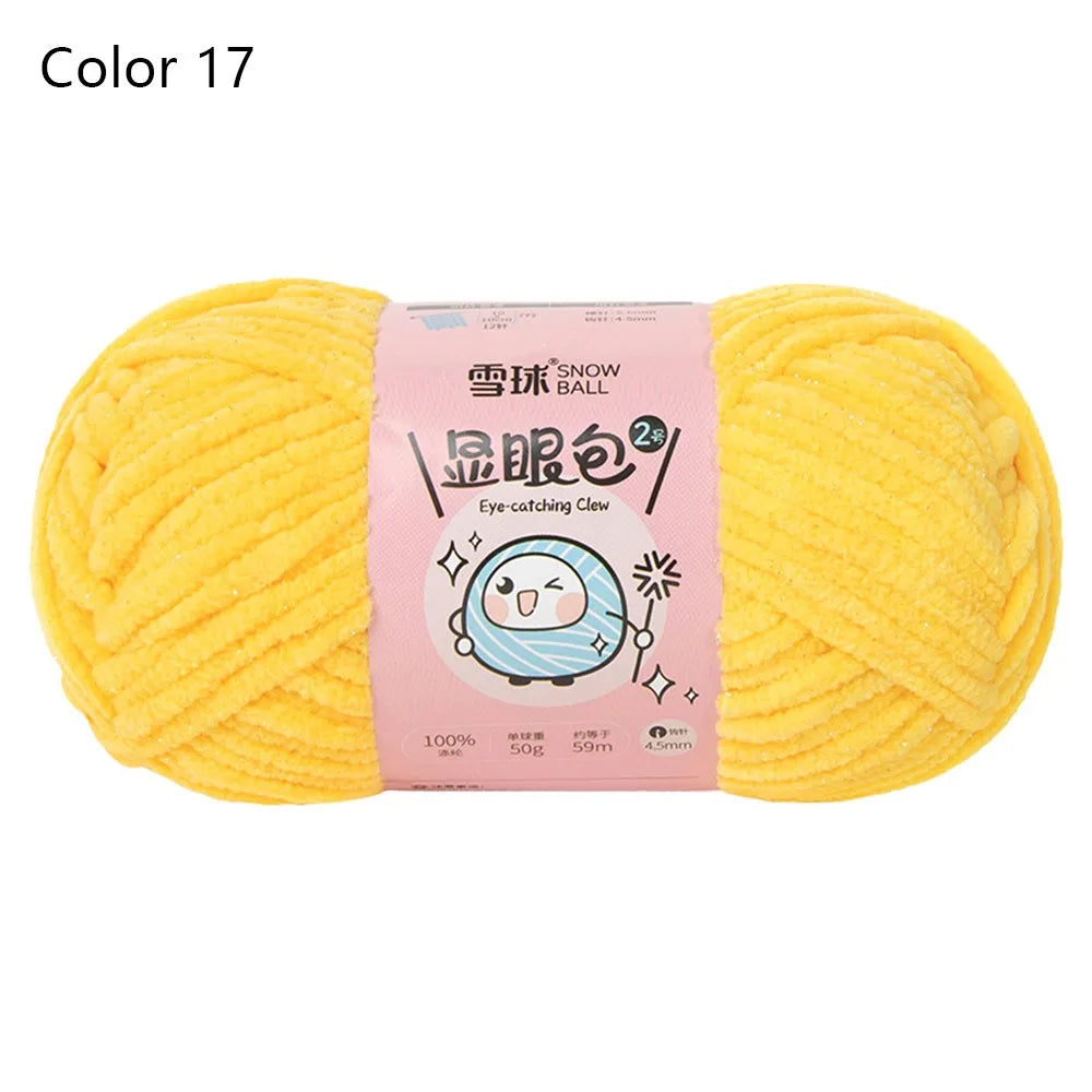 Soft Chenille Yarn 50g 59M 4.5mm – Shiny Chunky Knitting Yarn