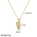 Gold Leaf Pendant Choker Necklace | Stainless Steel & Zircon