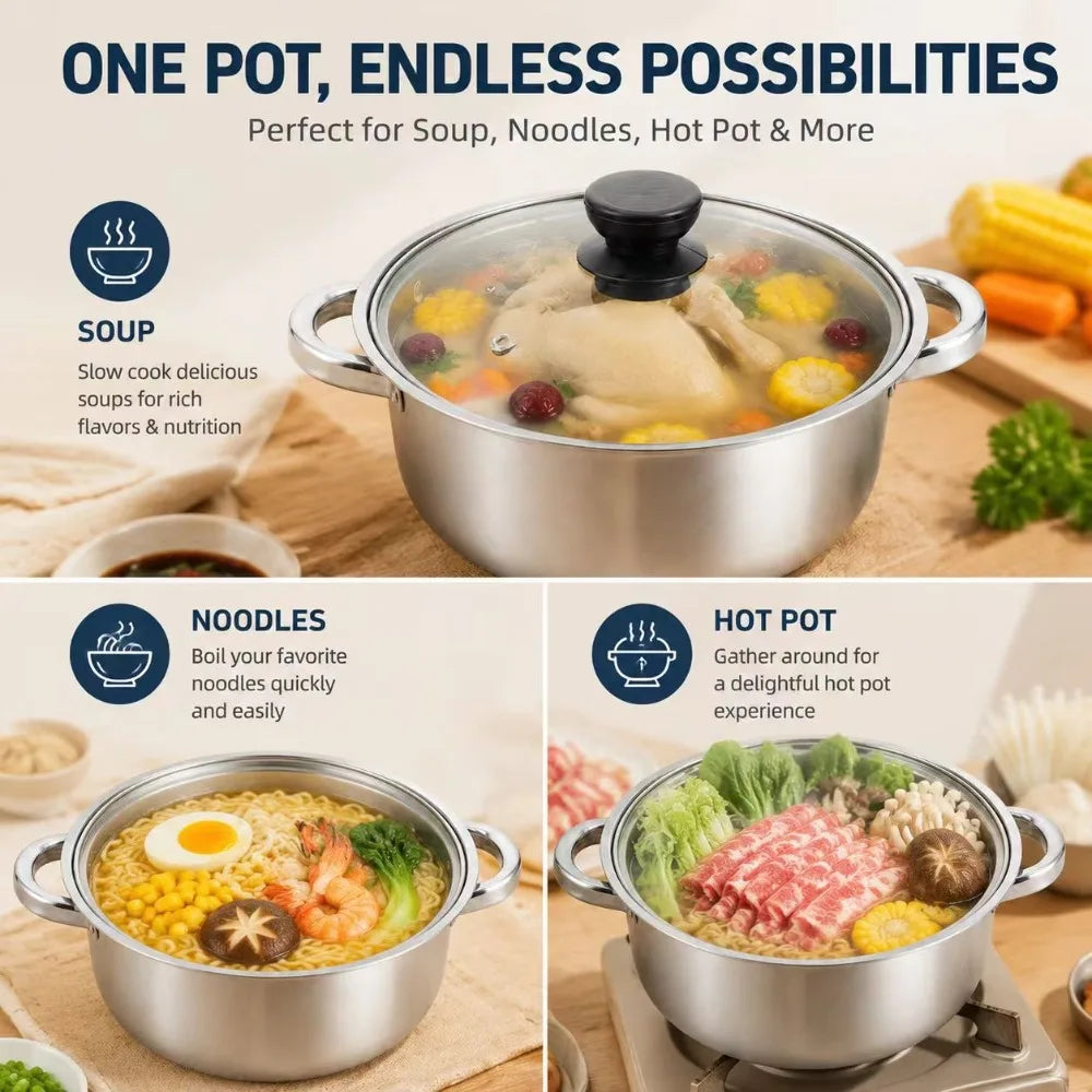 Stainless Steel Non-Stick Soup Pot – 26cm Double Bottom Pan Soup & Stock Pot Nixie