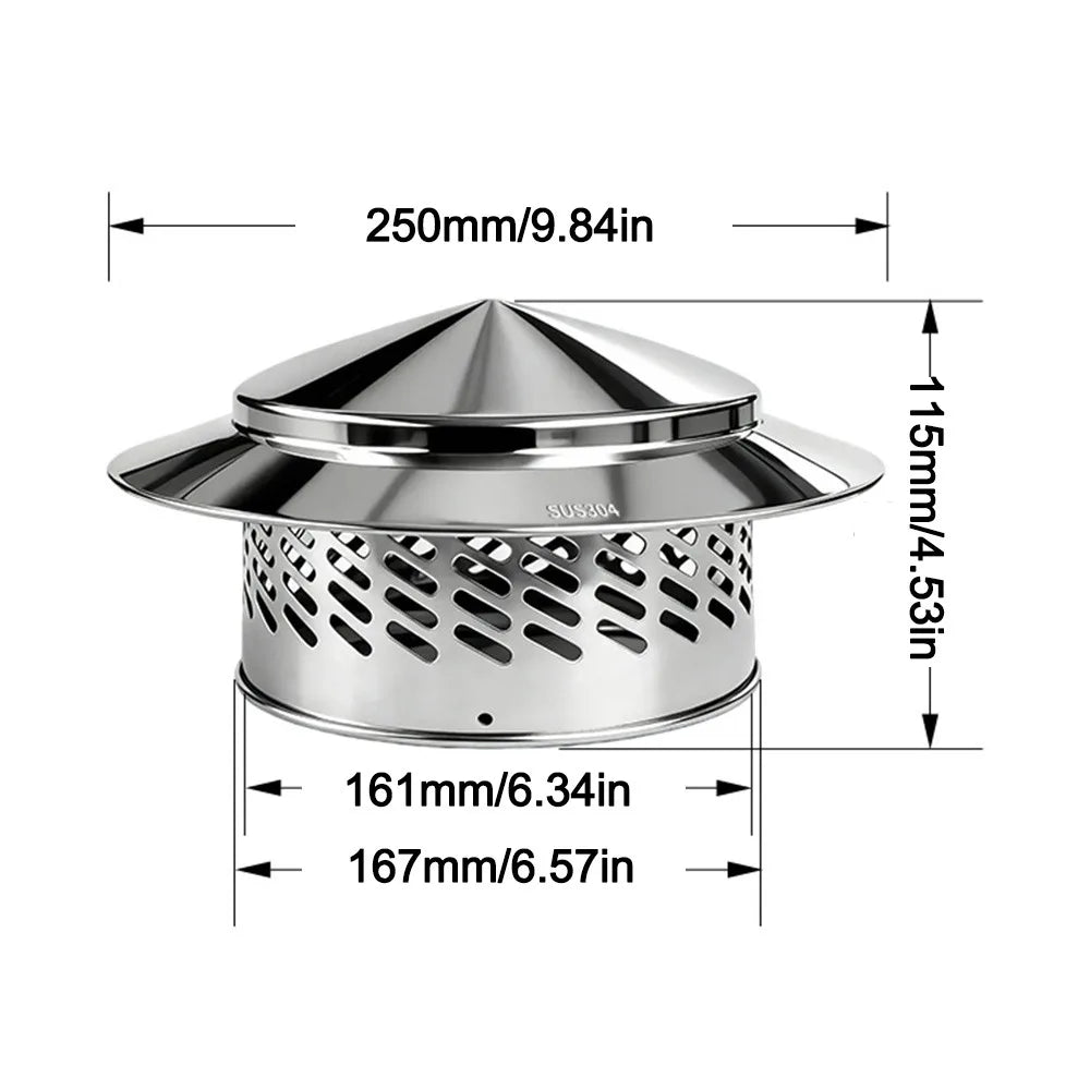Stainless Steel Chimney Cap Rainproof Cover 80–200mm Chimney Cap Cover Nixie 160