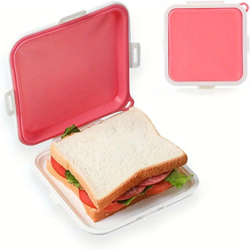 Silicone Sandwich Storage Box – Snack & Lunch Container Food Storage Container Nixie Pink lunch box
