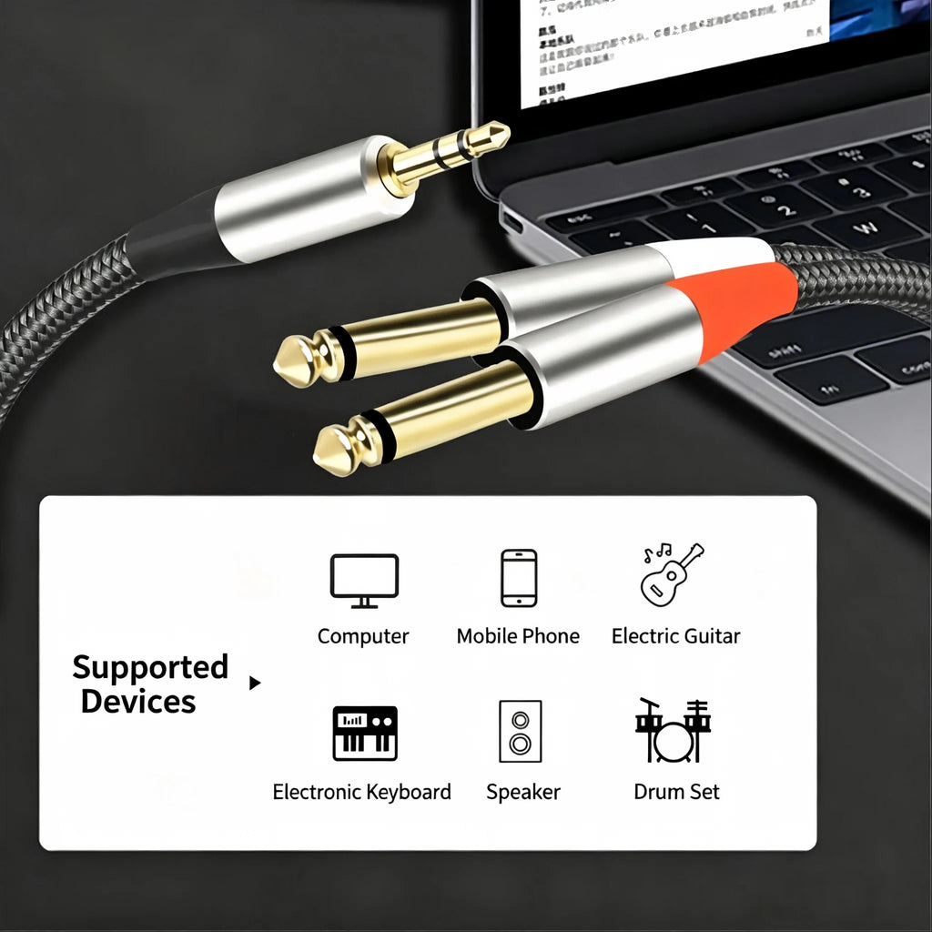 3.5mm to 6.35mm Gold-Plated AUX Adapter Cable for Mixer & Amp Audio Adapter Cable Nixie