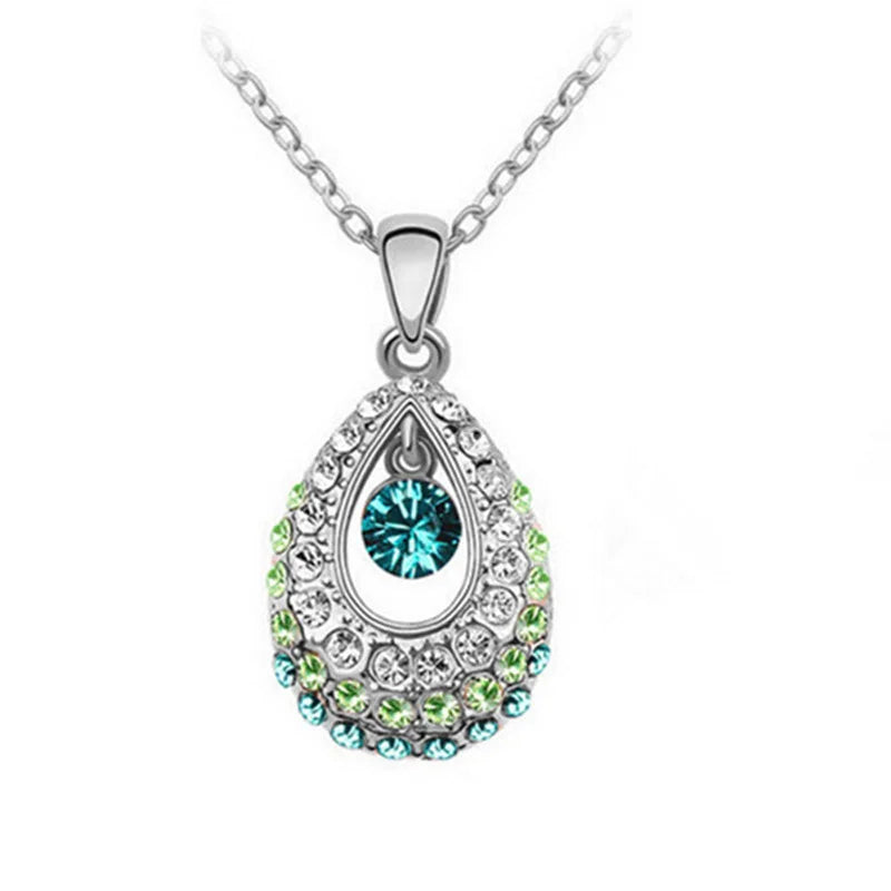 Green Crystal Droplet Pendant Necklace – Period Tracker Pendant Necklace Nixie