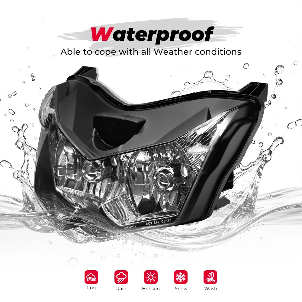 Kawasaki Z750 Z1000 E-MARK Headlight Assembly | Clear Lens Motorcycle Headlight Assembly Nixie