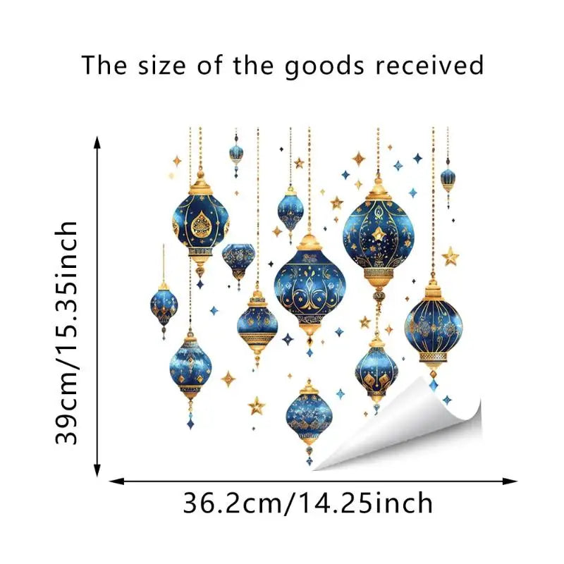 Ramadan Kareem Wall Stickers – Lantern Moon Star Eid Decals Wall Stickers Nixie A7