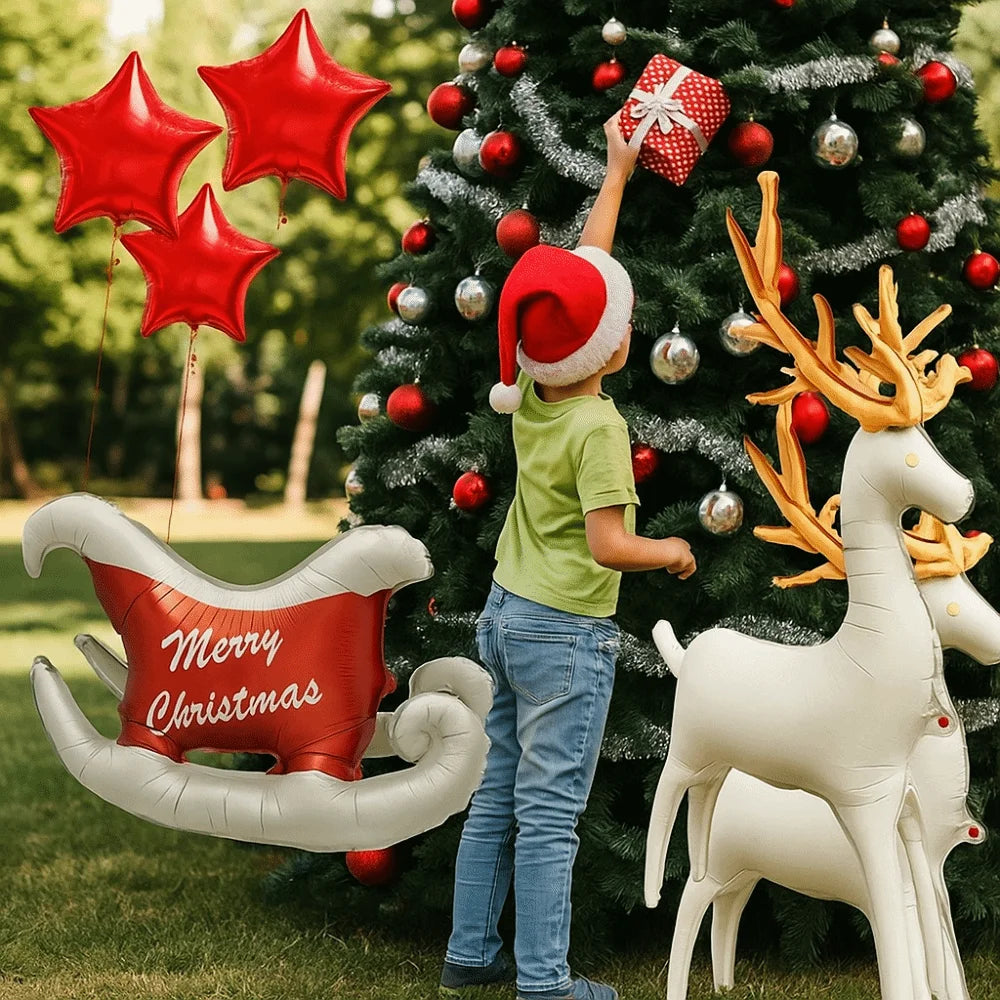 Christmas Foil Balloon Reindeer & Sled – Holiday Decoration Holiday Foil Balloon Nixie