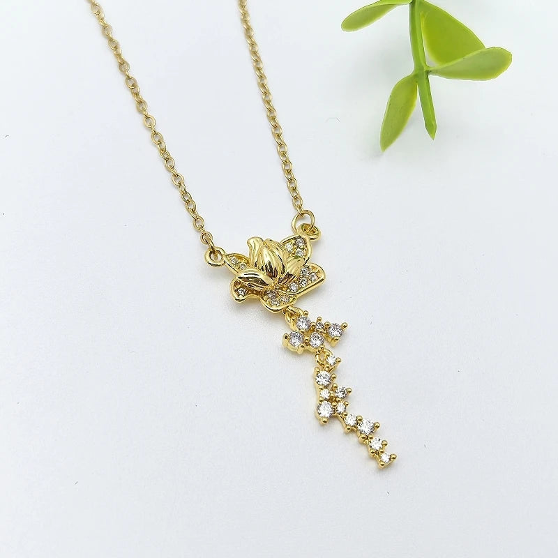 Gold Flower Pendant Necklace for Women | Stainless Steel Chain Pendant Necklace Nixie