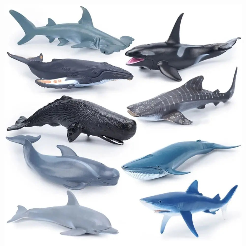 Ocean Animal PVC Figurines – Shark, Whale & Dolphin Sea Life Set Animal Figure Set Nixie
