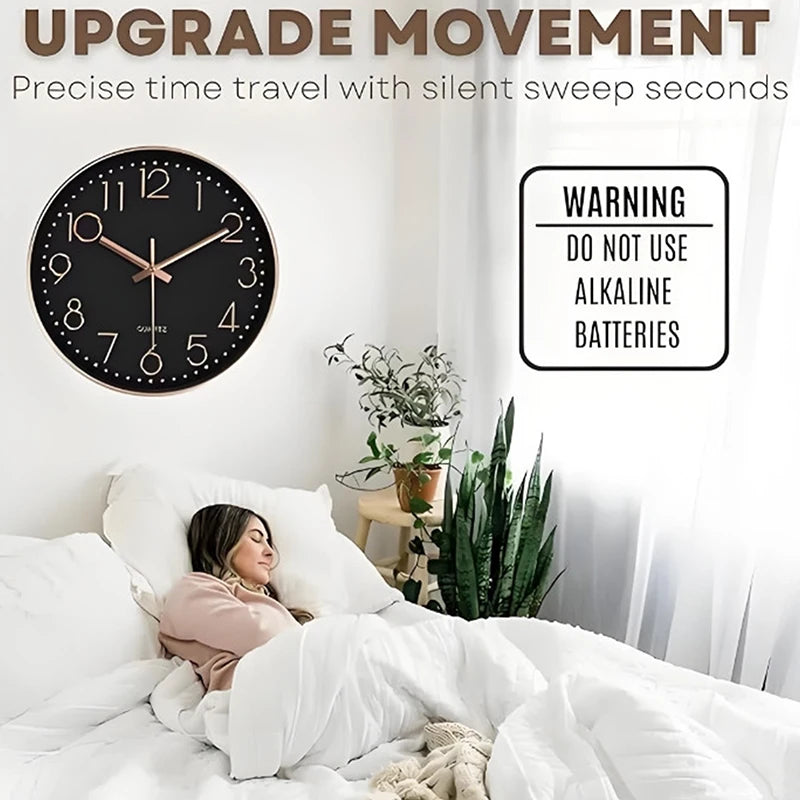 12-Inch Nordic Silent Wall Clock | Modern Minimalist Design Silent Wall Clock Nixie