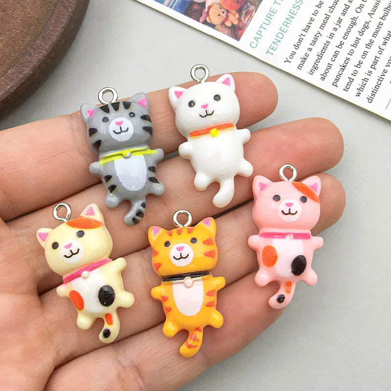 10Pcs 3D Resin Cute Cat Charms for DIY Jewelry Making 15x28mm Jewelry Making Charms Nixie 10pcs mix