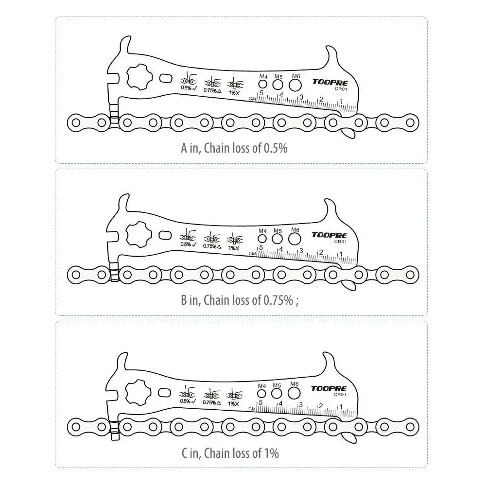 TOOPRE 6-in-1 Bike Chain Wear Checker Multi-Function Tool Bike Chain Tool Nixie