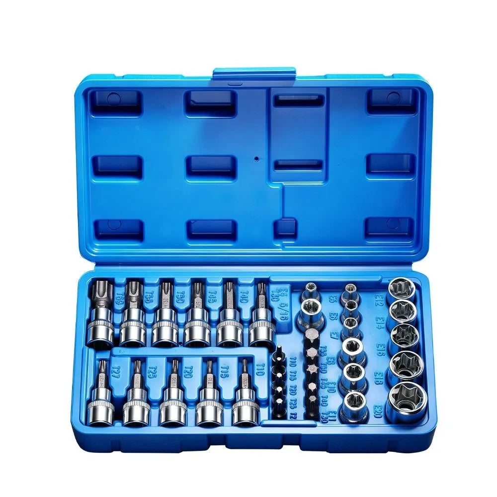 34-Piece 3/8" E-Torx Star Bit Socket Set – Hard Alloy Kit