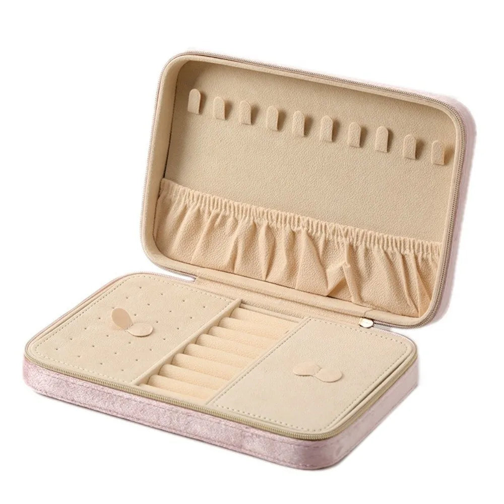 Velvet Jewelry Box with Zipper & Removable Dividers Velvet Jewelry Box Nixie