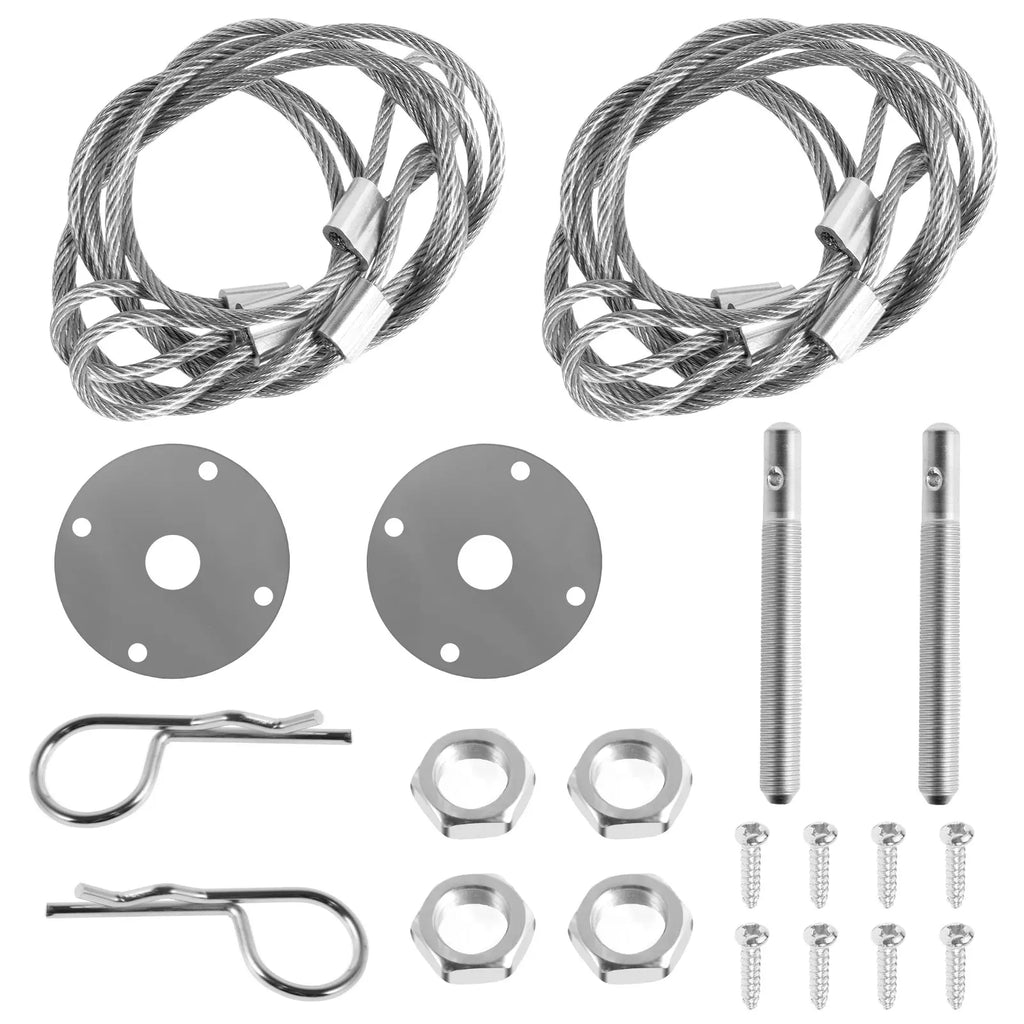 Universal Stainless Steel Hood Pin Plate Lock Kit – Racing Hood Pin Lock Kit Nixie silver