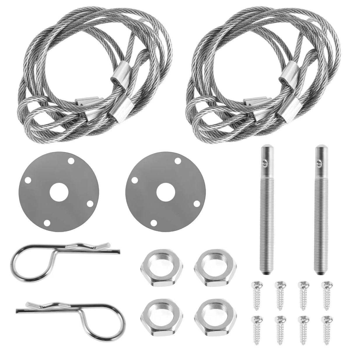 Stainless Steel Hood Pin Plate Lock Kit – Universal Racing Fit Hood Pin Lock Kit Nixie silver