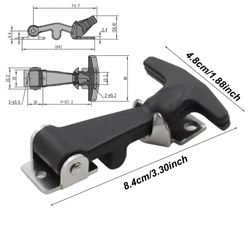 Rubber Hood Catch with Bracket 2pcs – Stainless Steel T-Handle Hood Catch Latch Nixie DK124S2