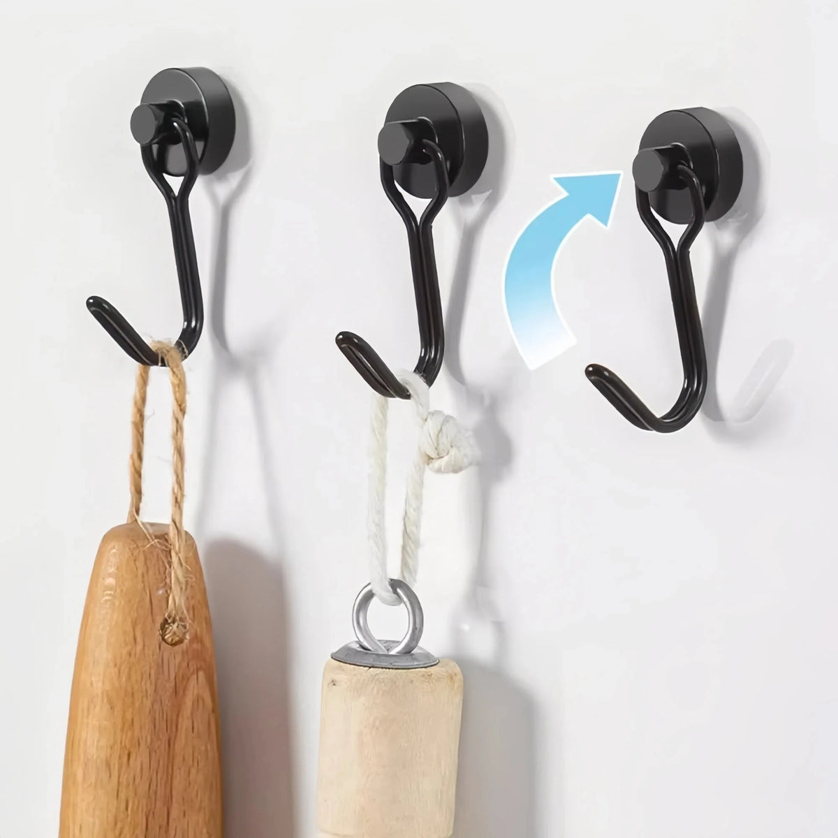 2PCS Rotating Magnetic Hooks No-Drill Heavy Duty Kitchen Organizer