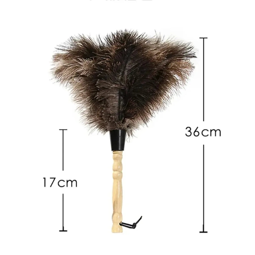 Ostrich Feather Duster Wooden Handle – Anti-Static Home Cleaning