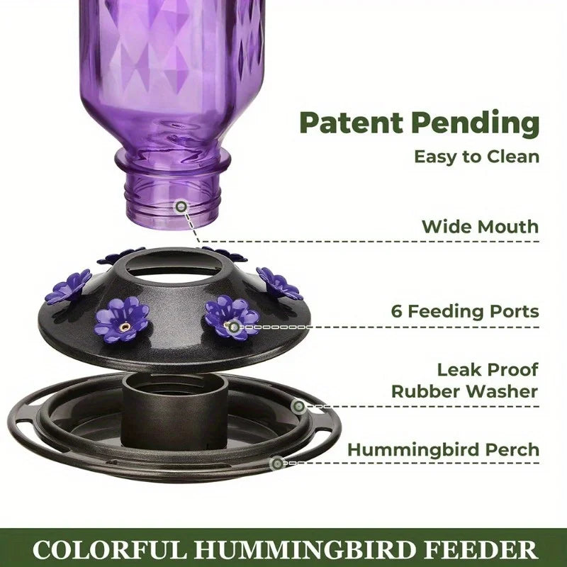 Hanging Glass Hummingbird Feeder – 6 Ports, Leak-Proof Bird Feeder Nixie