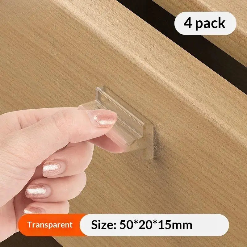 4Pcs Transparent Self-Adhesive PU Sliding Door & Drawer Handle