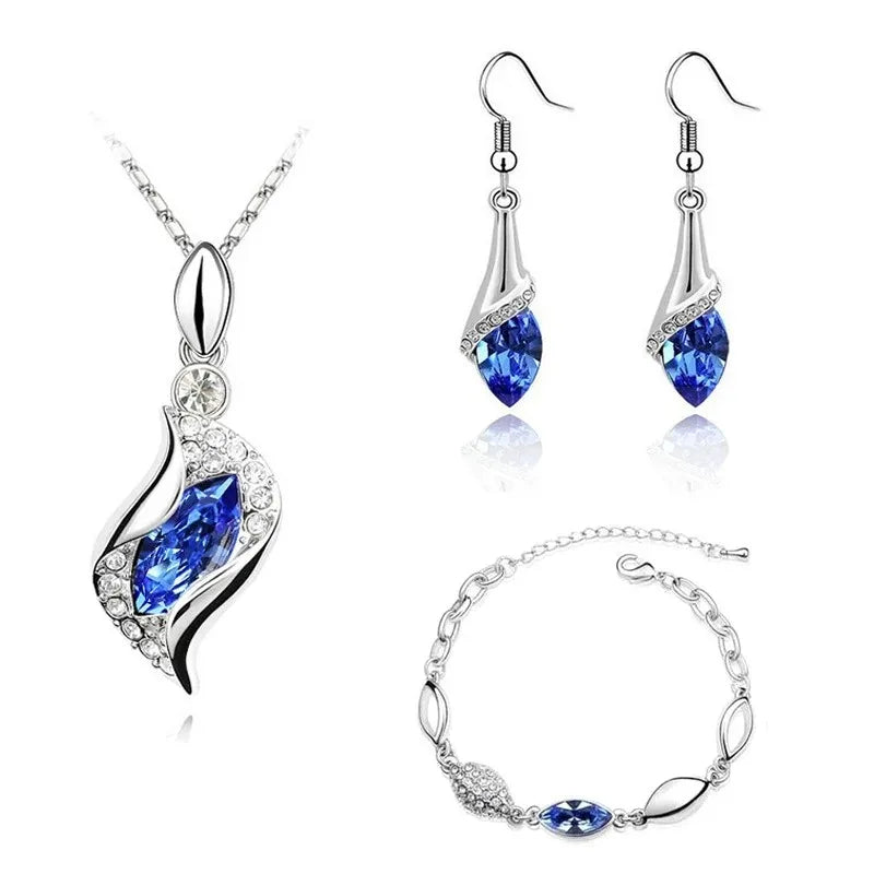 Gold-Filled Austrian Crystal Drop Necklace & Earring Set