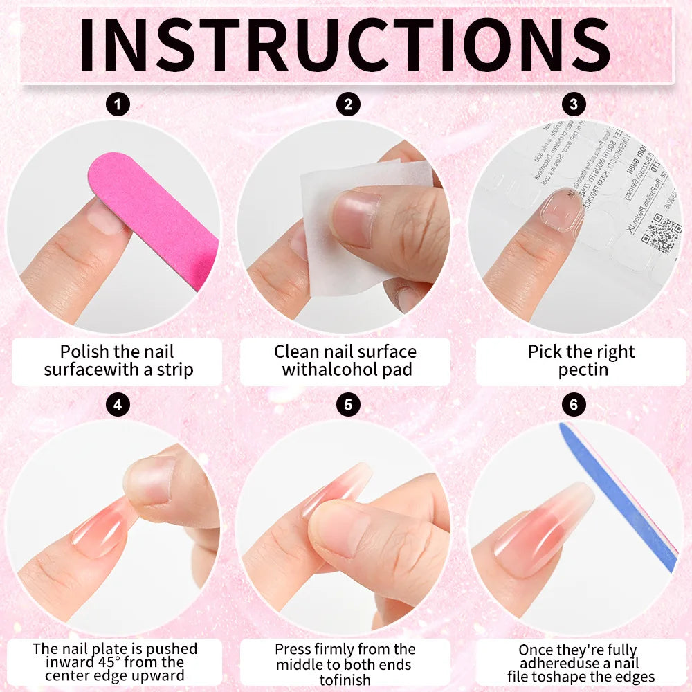 120Pcs Glitter Press On Nails – Nude White French False Nails Press On Nails Nixie