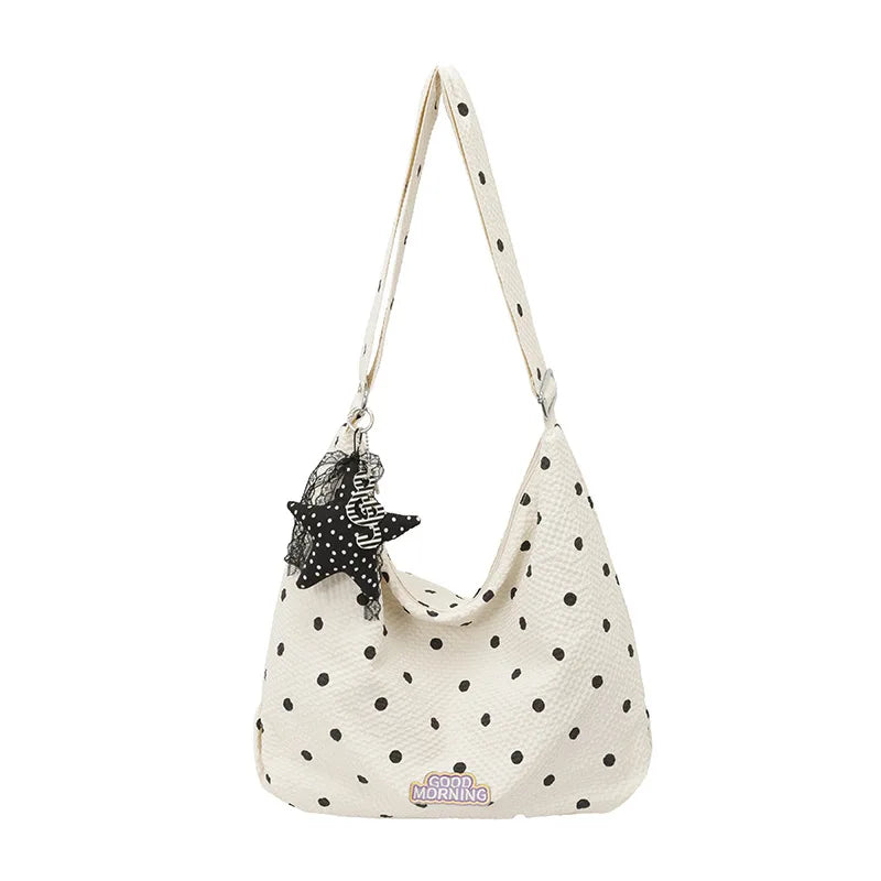 Women's Bowknot Polka Dot Cloud Crossbody Bag – Summer Women's Crossbody Bag Nixie White Polka Dot