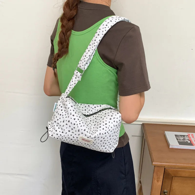 Floral Corduroy Shoulder Bag for Women – Korean Style Shoulder Handbag Nixie