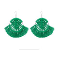 Bohemian Colorful Tassel Drop Earrings – Handwoven Fan Shape