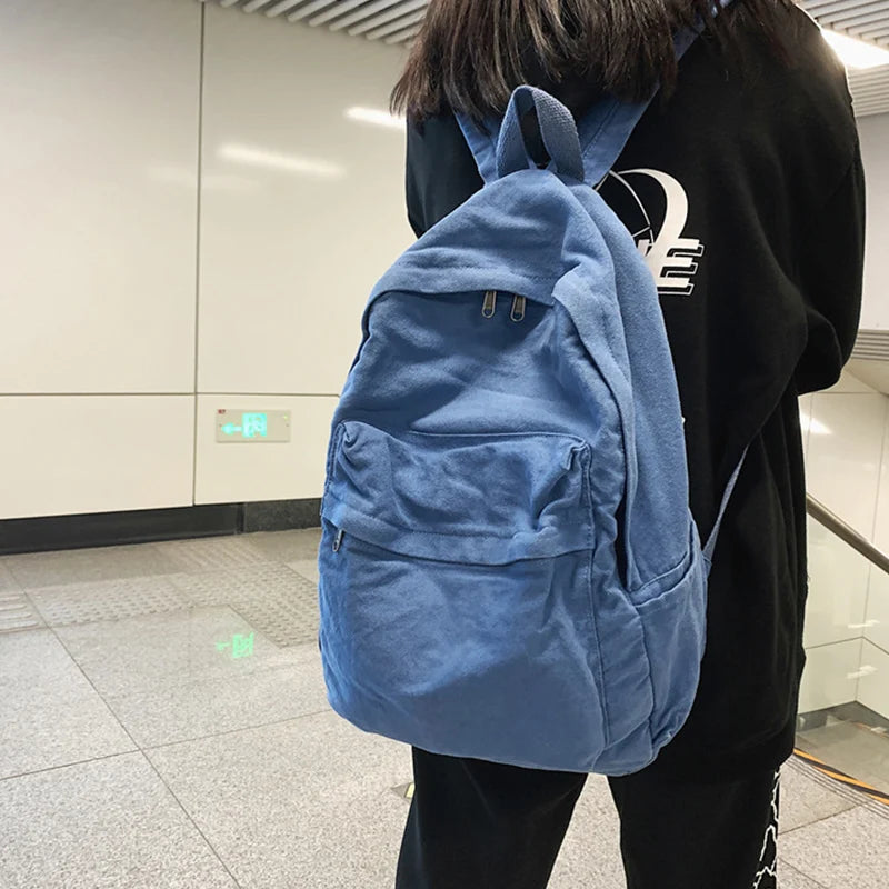 Vintage Canvas Backpack Y2K Preppy Laptop Travel Bag Unisex Canvas Backpack Nixie