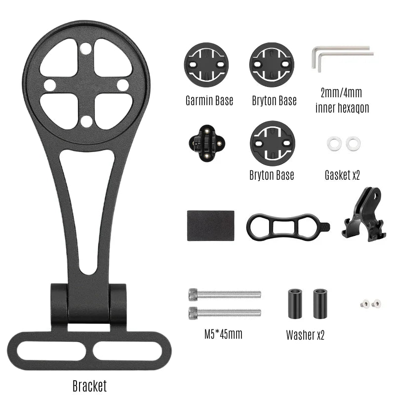 Aluminum Alloy Bike GPS Bracket & Light Mount – Garmin/Bryton/Wahoo Bike Computer Mount Nixie BLACK