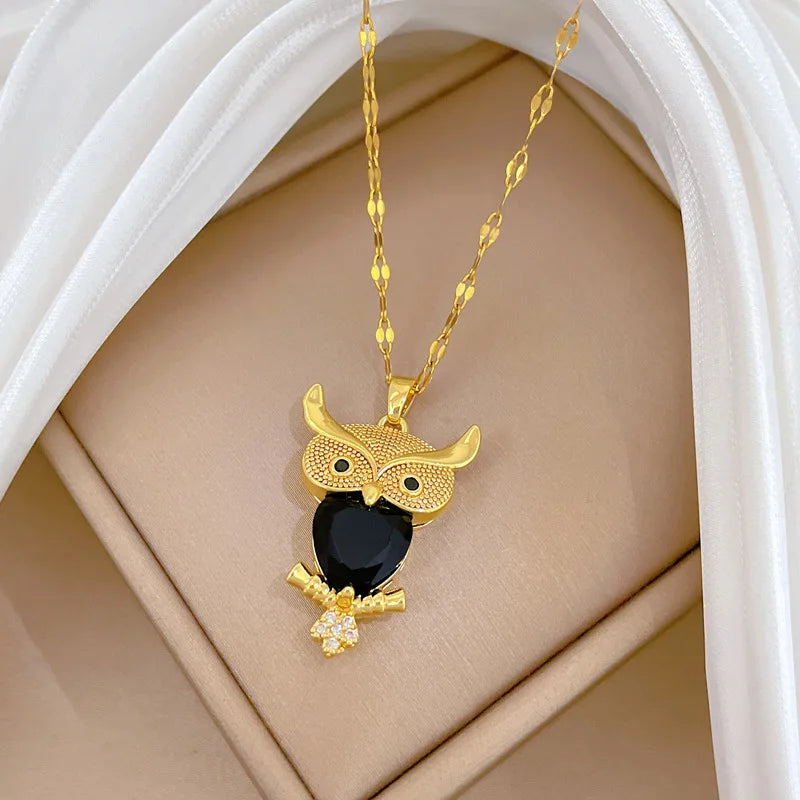 Owl Copper Pendant Necklace – Gold Plated Clavicle Chain Pendant Necklace Nixie