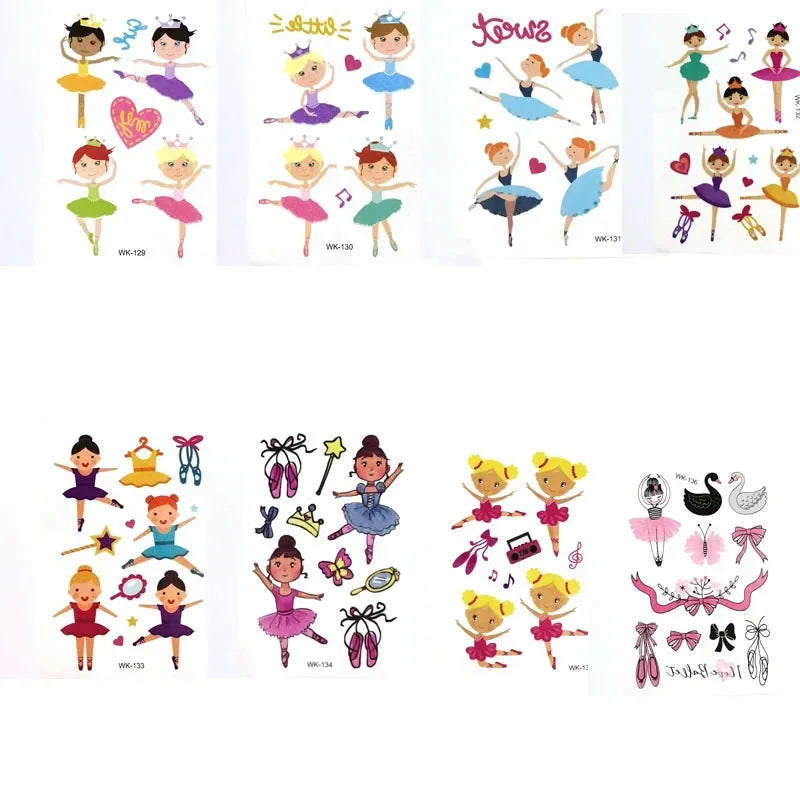Ballet Girls Temporary Tattoo Stickers – Fun Body Art, 8 Designs Temporary Tattoo Sticker Nixie 8Pcs Set