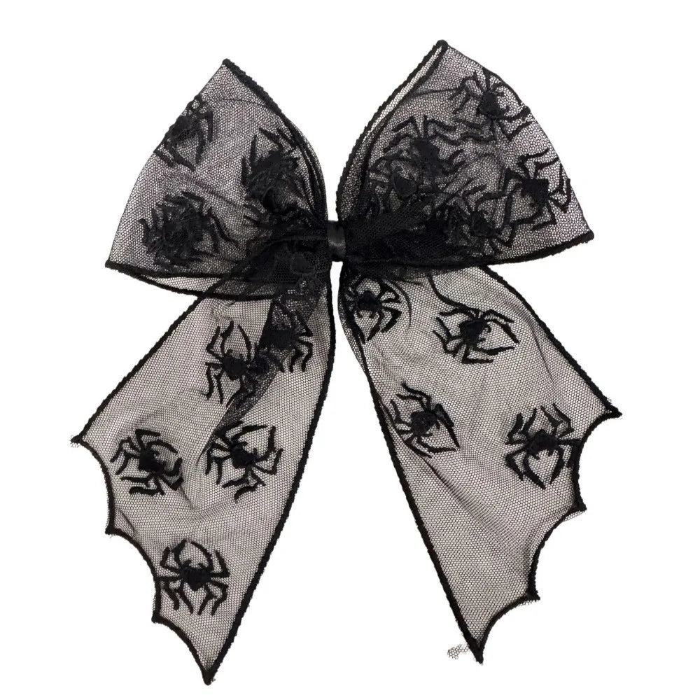 Gothic Lace Tulle Bow Hair Clips – Bat Halloween Hairpins Gothic Hair Clip Nixie